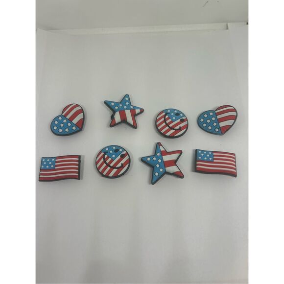 Patriotic USA Flag Shoe Charms – 8 Piece Set - Picture 1 of 1